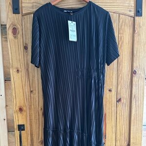 Zara black pleated dress new with tags